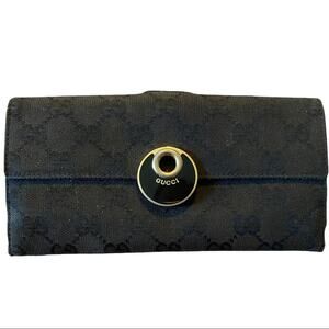 Gucci Authentic Signature GG Black Folding GG Wallet